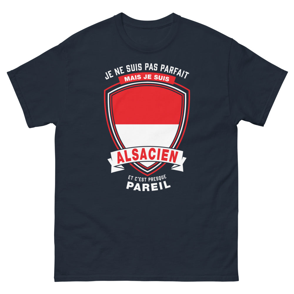 T-shirt Alsace marine - Je ne suis pas parfait, mais je suis Alsacien