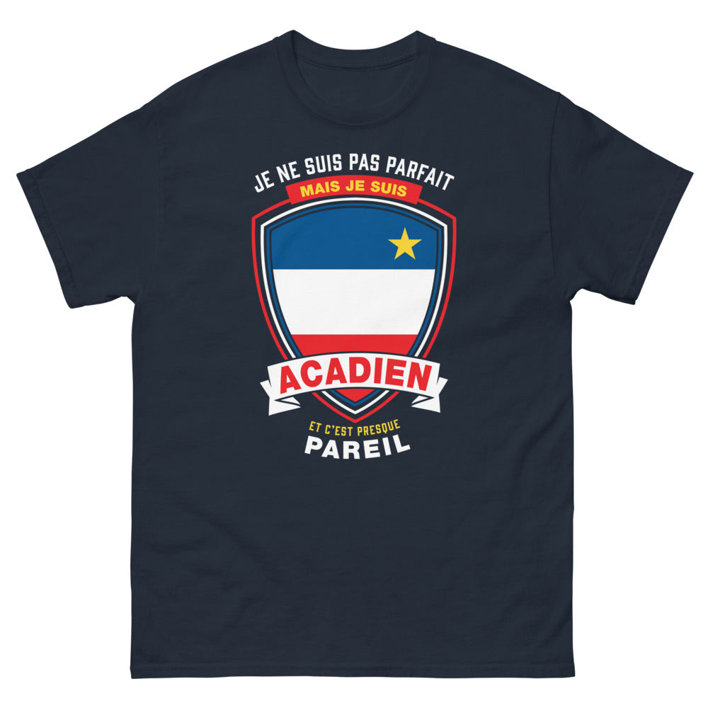 T-shirt Acadien marine - Je ne suis pas parfait mais je suis Acadien
