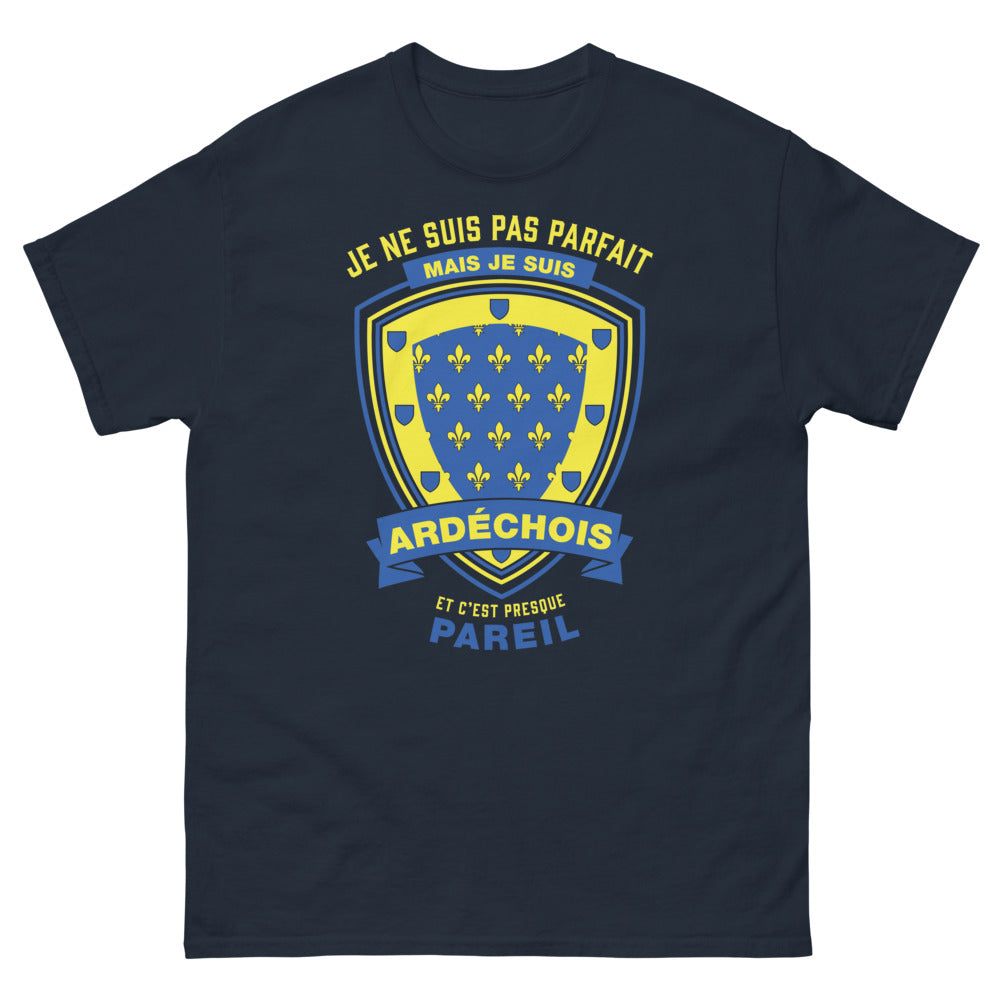 T-shirt Ardèche marine - Je ne suis pas parfait mais je suis Ardéchois