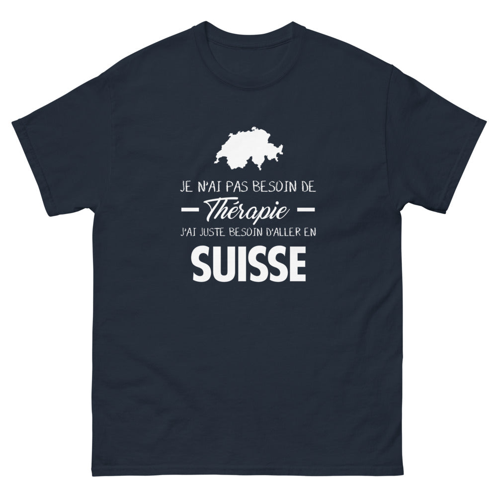 T-shirt Suisse marine - Pas besoin de thérapie, juste du chocolat