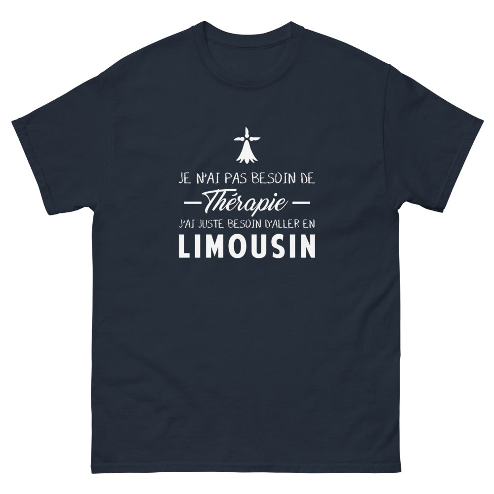 T-shirt Limousin marine - Pas besoin de thérapie, juste d'aller en Limousin