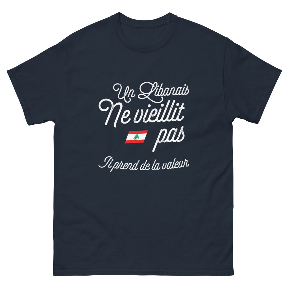 T-shirt Libanais marine - Un Libanais ne vieillit pas