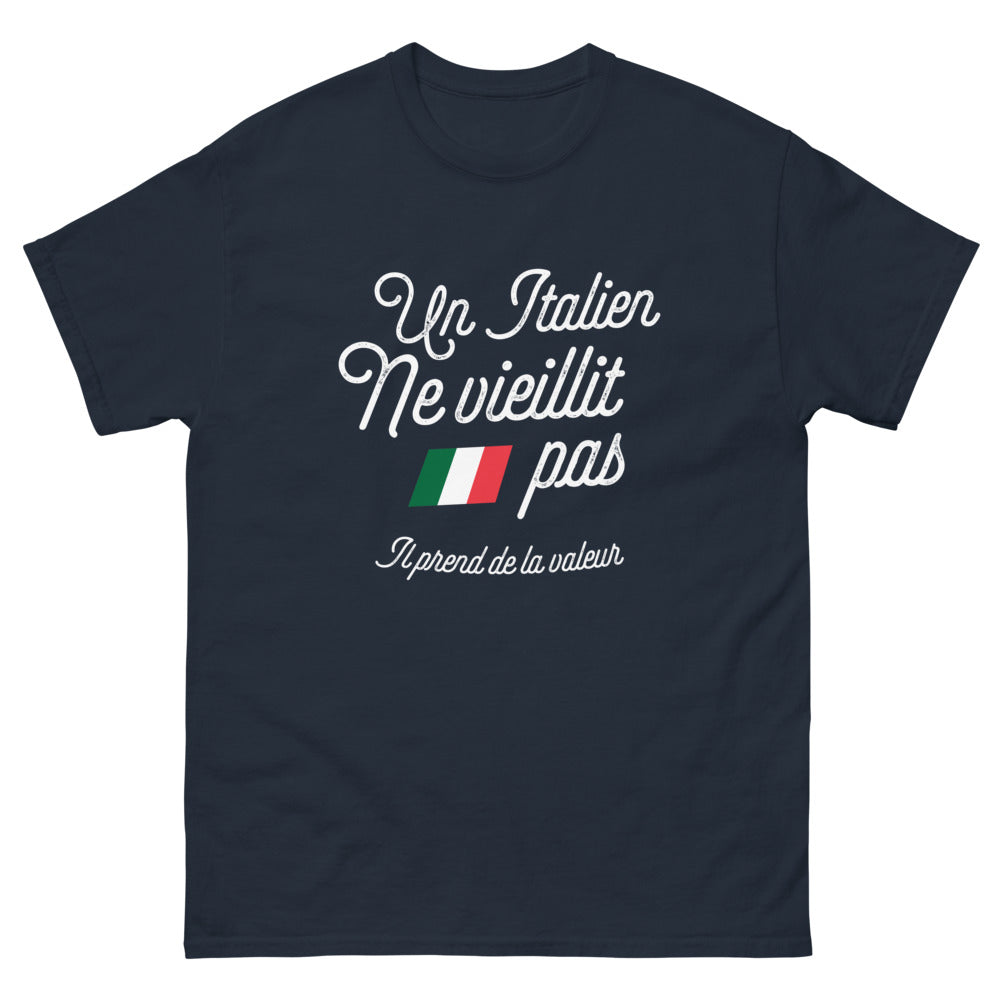 T-shirt Italie marine - Un Italien ne vieillit pas, il prend de la valeur