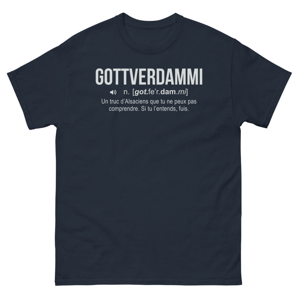 T-shirt Alsacien marine - Gottverdammi, une expression incompréhensible