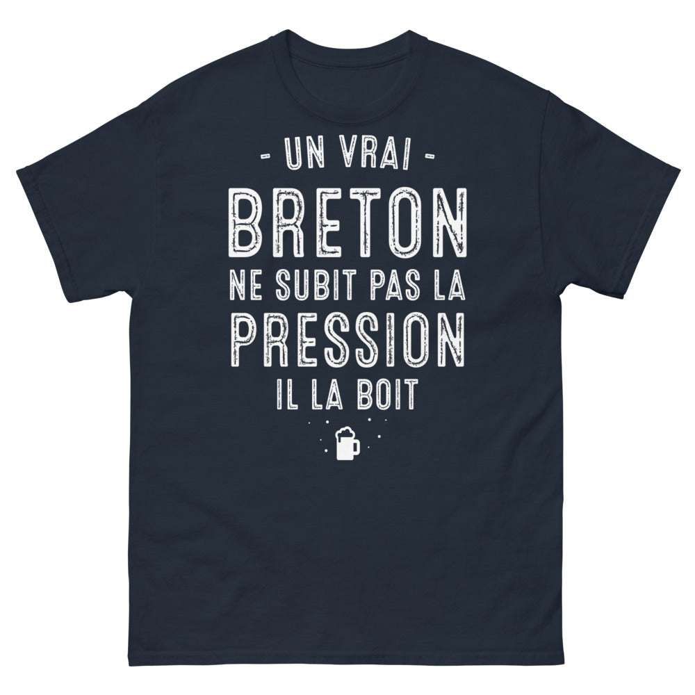 T-shirt Bretagne marine - Un vrai Breton ne subit pas la pression