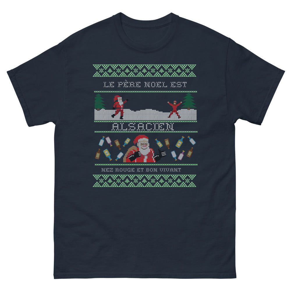 T-shirt Alsace marine - Père Noël au nez rouge et bon vivant