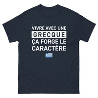 Thumbnail for T-shirt Grecque noir dos - Vivre avec une Grecque ça Forge le Caractère