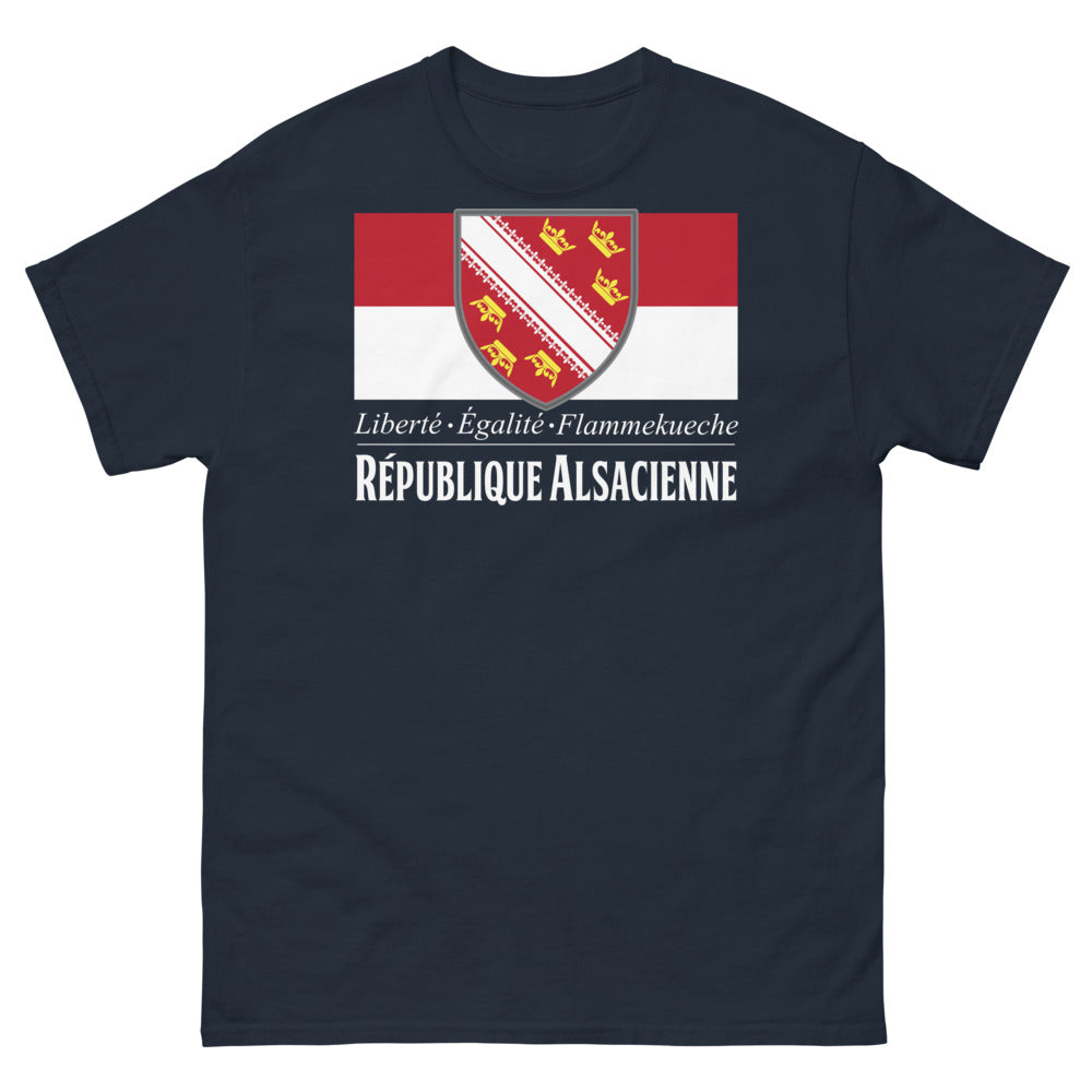 T-shirt Alsace marine - Liberté, Égalité, Flammekueche