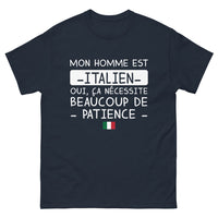 Thumbnail for T-shirt Italie marine - Mon homme est Italien, patience exigée