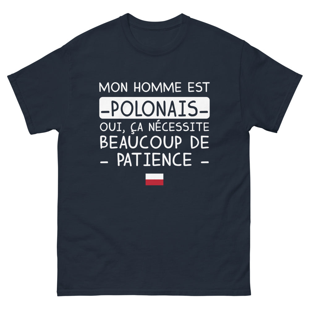 T-shirt Pologne marine - Mon Homme est Polonais, humour et fierté