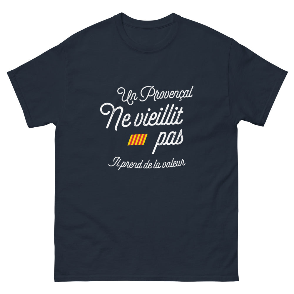 T-shirt Provence marine - Un Provençal ne Vieillit Pas, il Prend de la Valeur