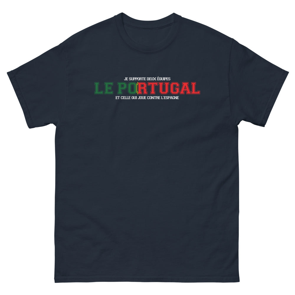 T-shirt Portugal marine - Je supporte deux équipes