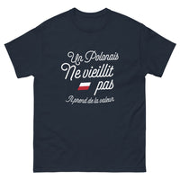Thumbnail for T-shirt Pologne marine - Un Polonais ne vieillit pas, il prend de la valeur