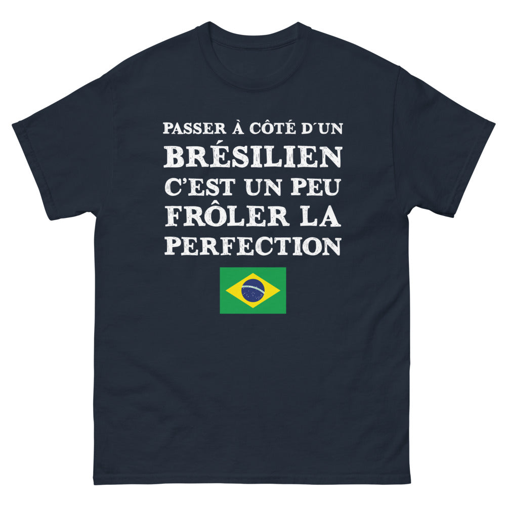 T-shirt Brésilien marine - Froler la perfection avec humour
