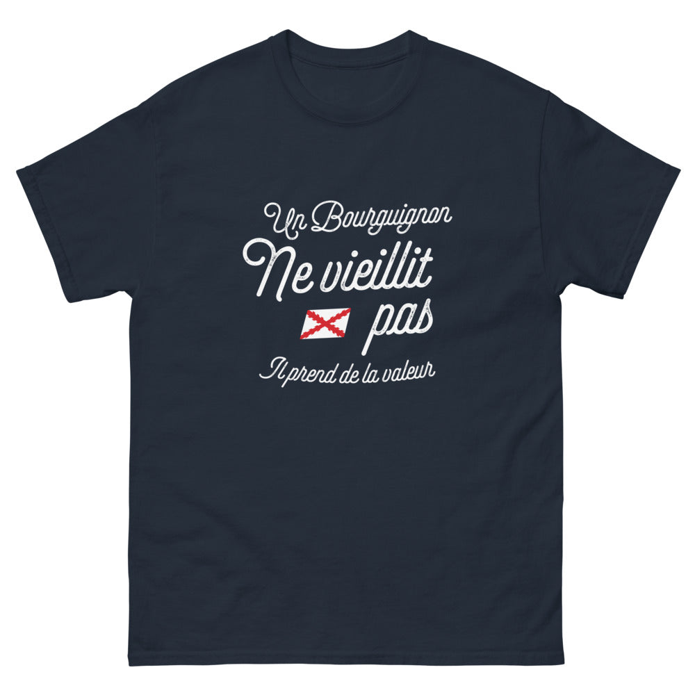 T-shirt Bourgogne marine - Un Bourguignon ne vieillit pas