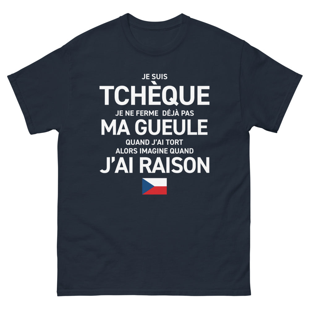 T-shirt Tchèque marine - Je suis tchèque, je ne ferme pas ma gueule