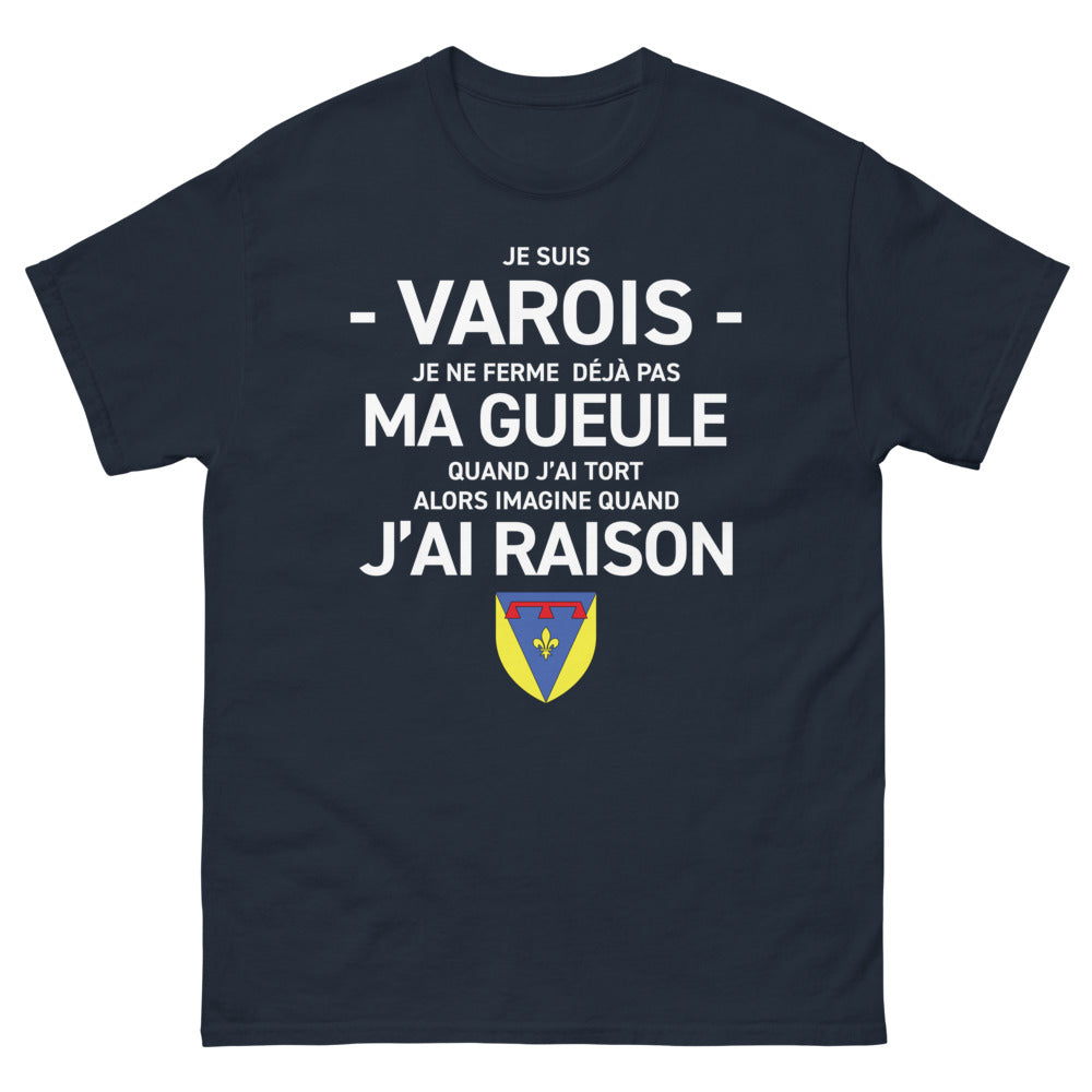 T-shirt Varois marine - Je suis varois, je ne ferme pas ma gueule
