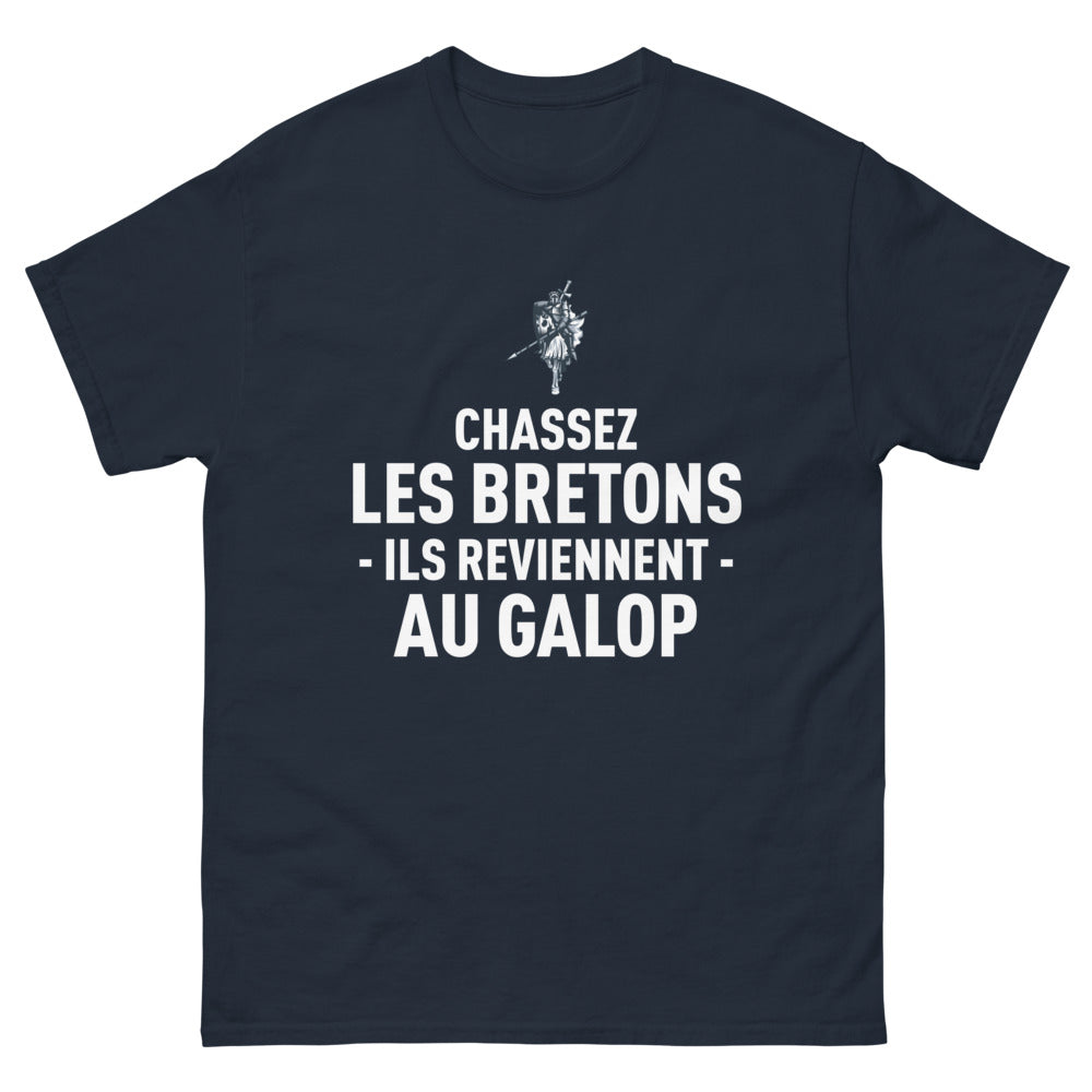 T-shirt Bretagne marine - Chassez les Bretons, ils reviennent au galop
