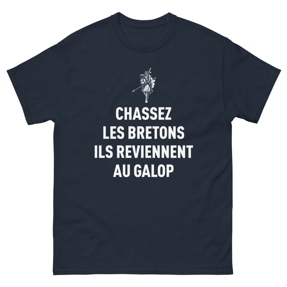 T-shirt Bretagne marine - Chassez-les-Bretons, ils reviennent au galop