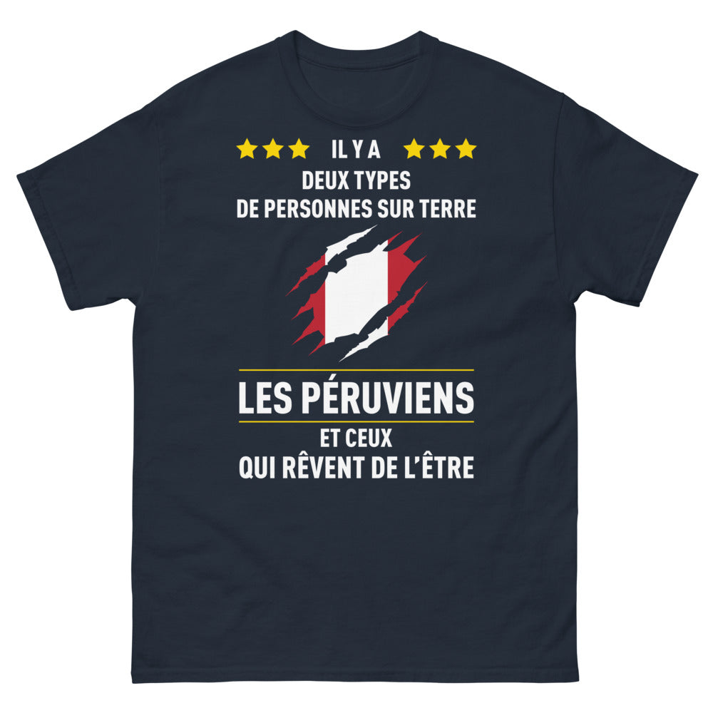 T-shirt Pérou marine - Deux types de personnes : les Péruviens et les rêveurs