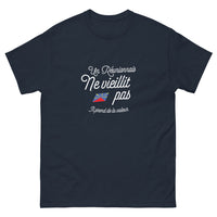 Thumbnail for T-shirt Réunion marine - Un Réunionnais ne Vieillit Pas