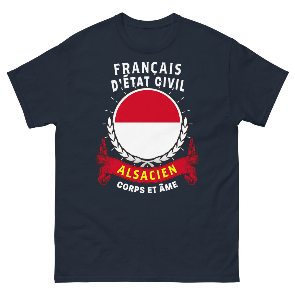 T-shirt Alsace marine - Corps et Âme alsacien humoristique