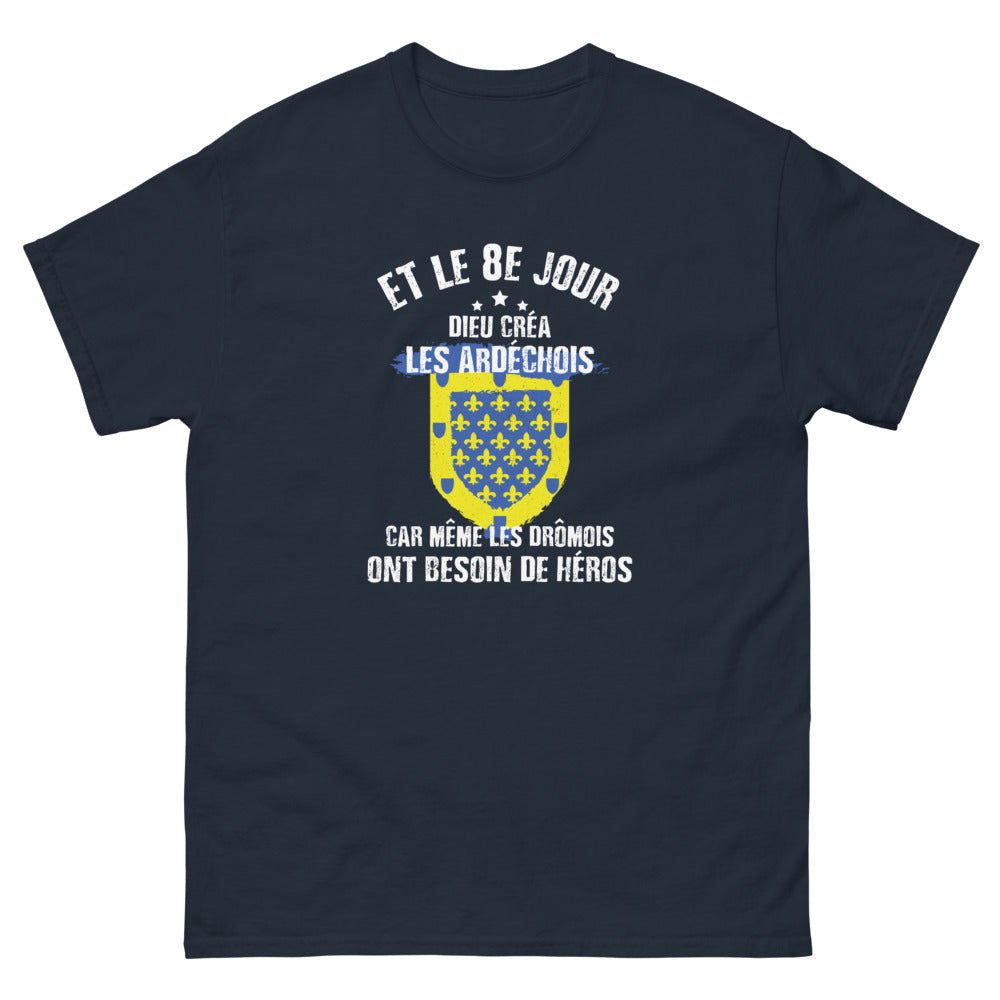T-shirt Ardèche marine - Et le 8e jour, Dieu créa les Ardéchois