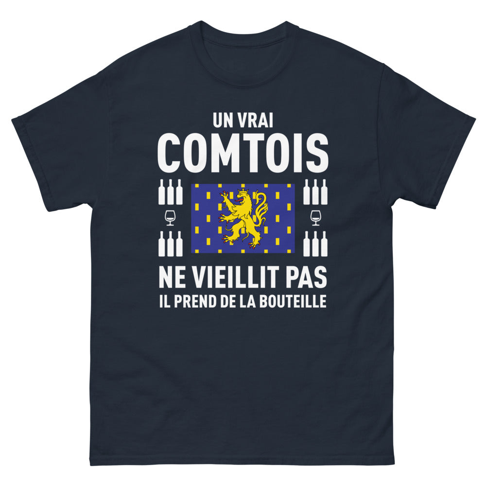 T-shirt Comtois marine - Un vrai Comtois prend de la bouteille