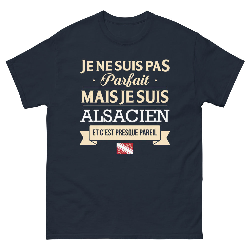 T-shirt Alsacien marine - Je ne suis pas parfait mais je suis Alsacien