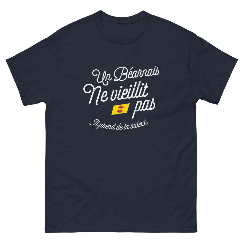 T-shirt Béarnais marine - Un Béarnais ne vieillit pas, il prend de la valeur