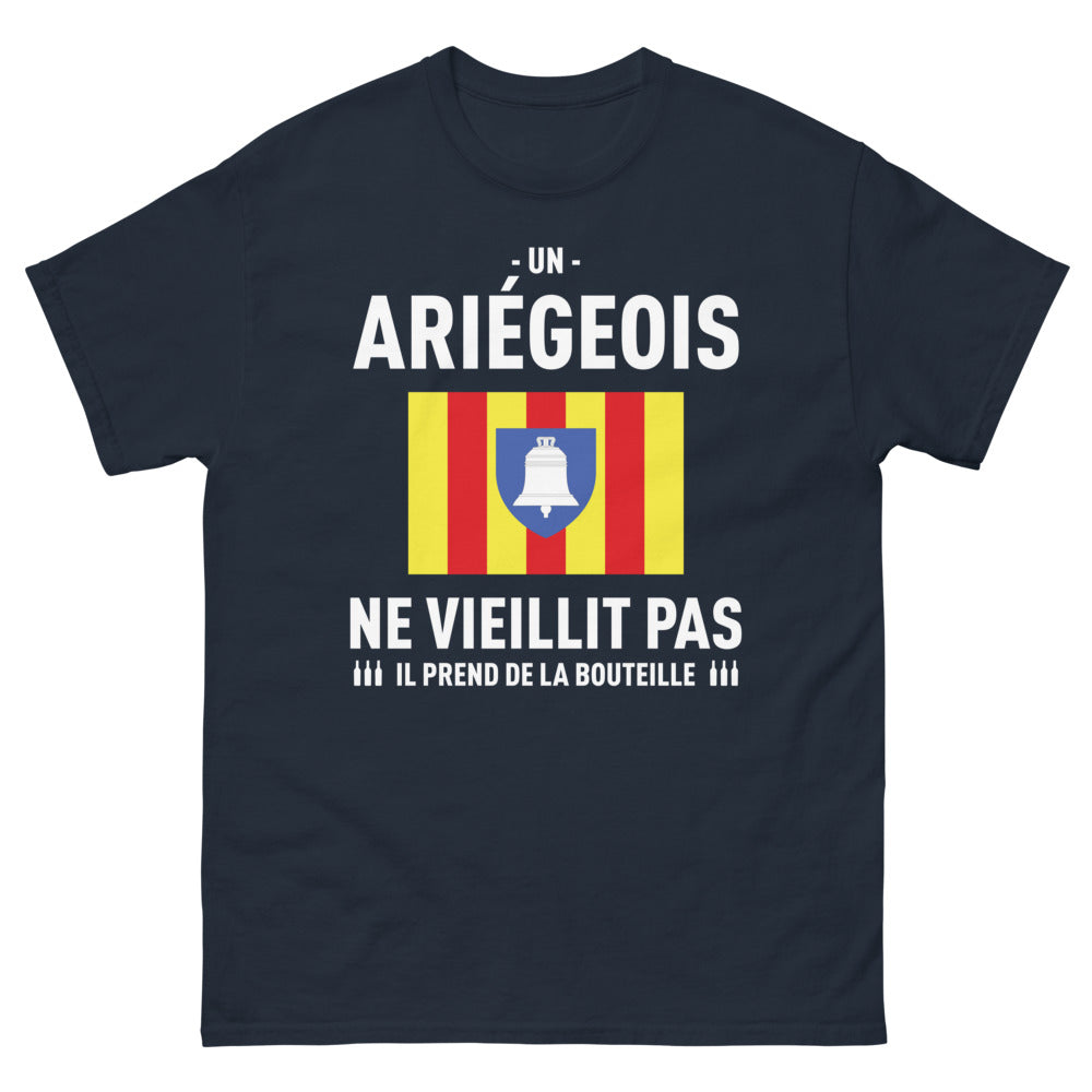 T-shirt Ariège marine - Un Ariégeois ne vieillit pas