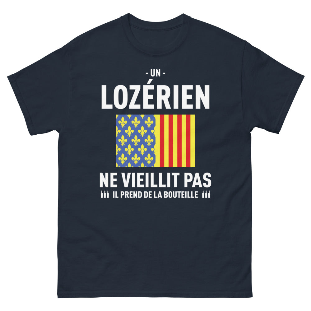T-shirt Lozérien marine - L'âge ne compte pas, la bouteille si !