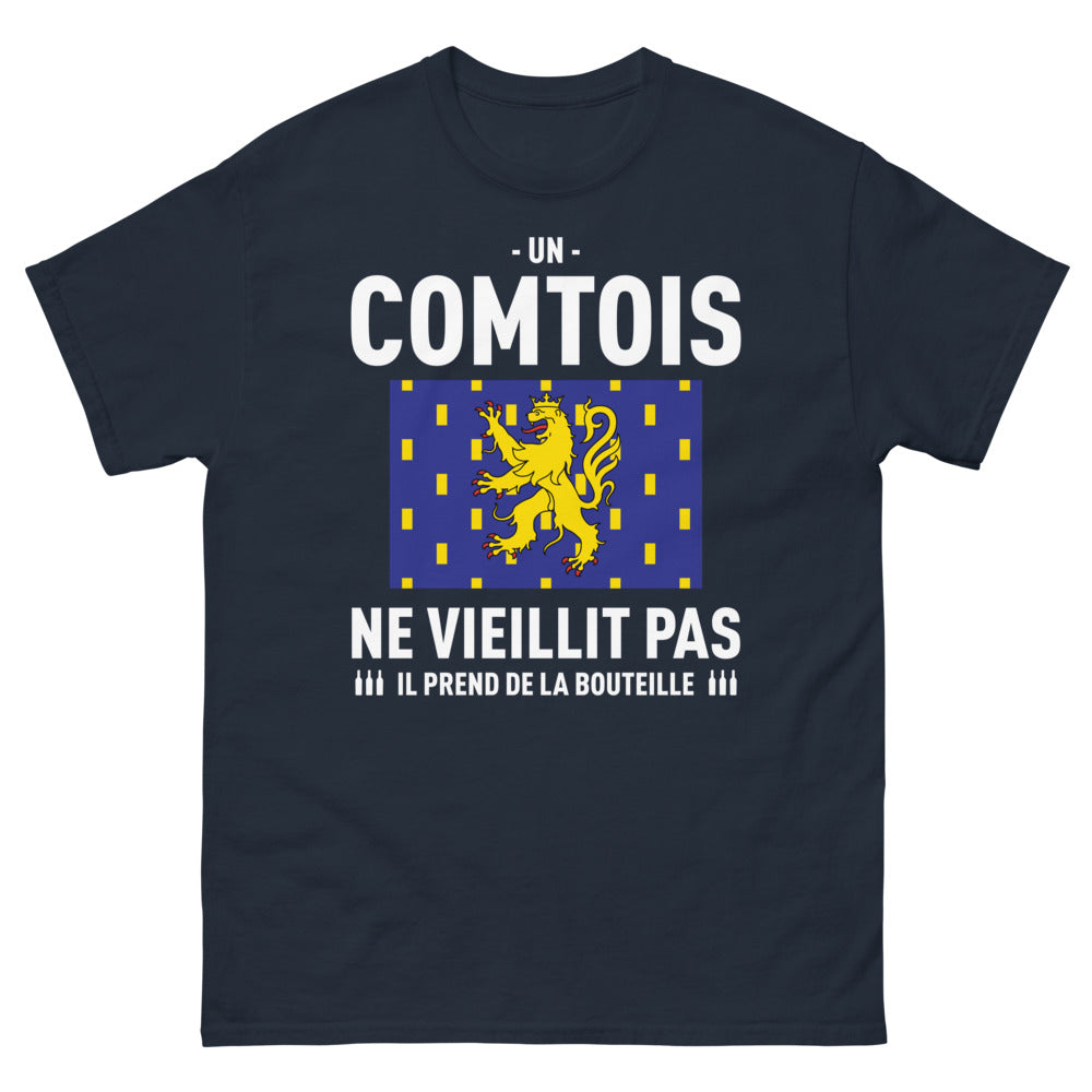 T-shirt Comtois marine - Un Comtois ne vieillit pas, il prend de la bouteille