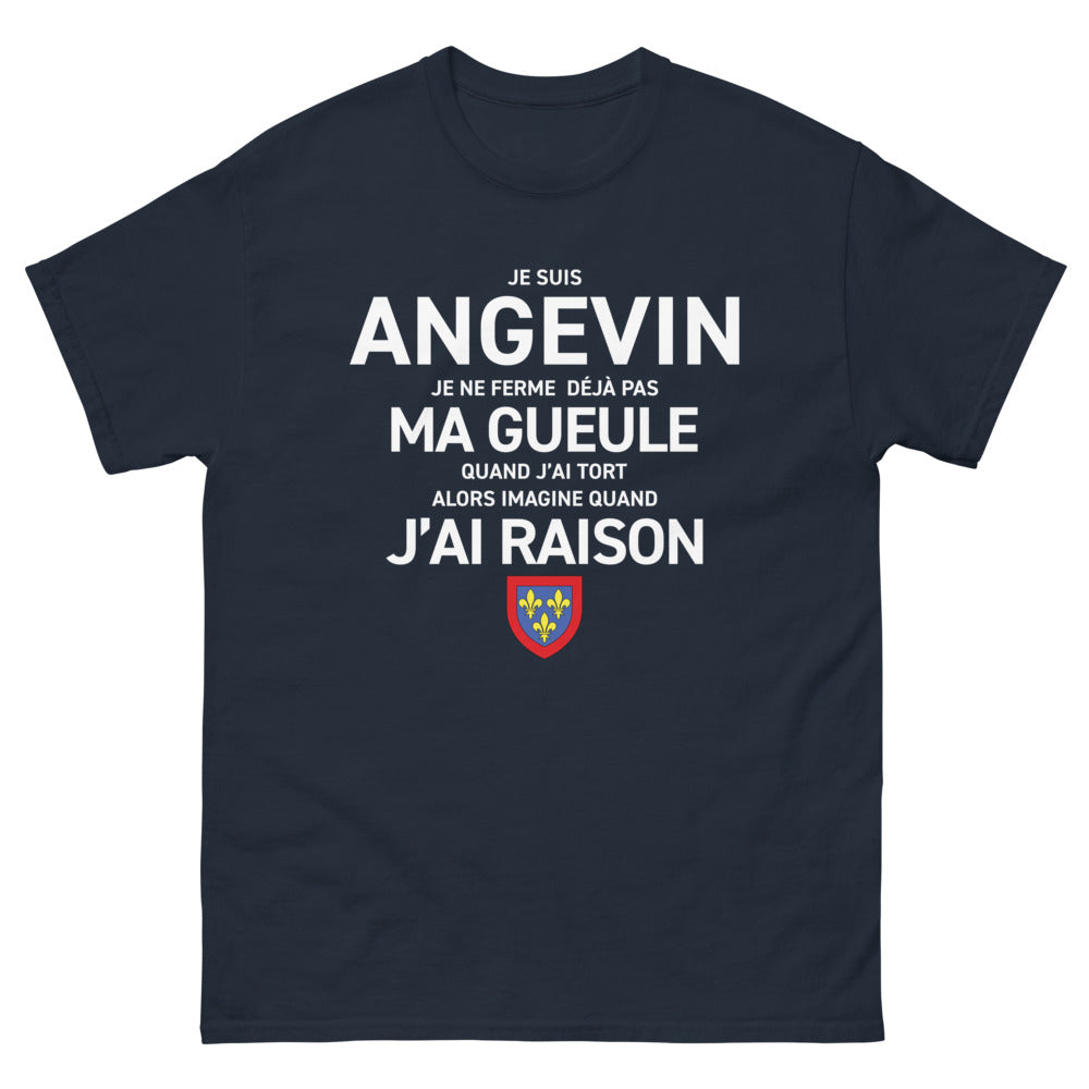 T-shirt Angevin marine - Je suis angevin, je ne ferme pas ma gueule