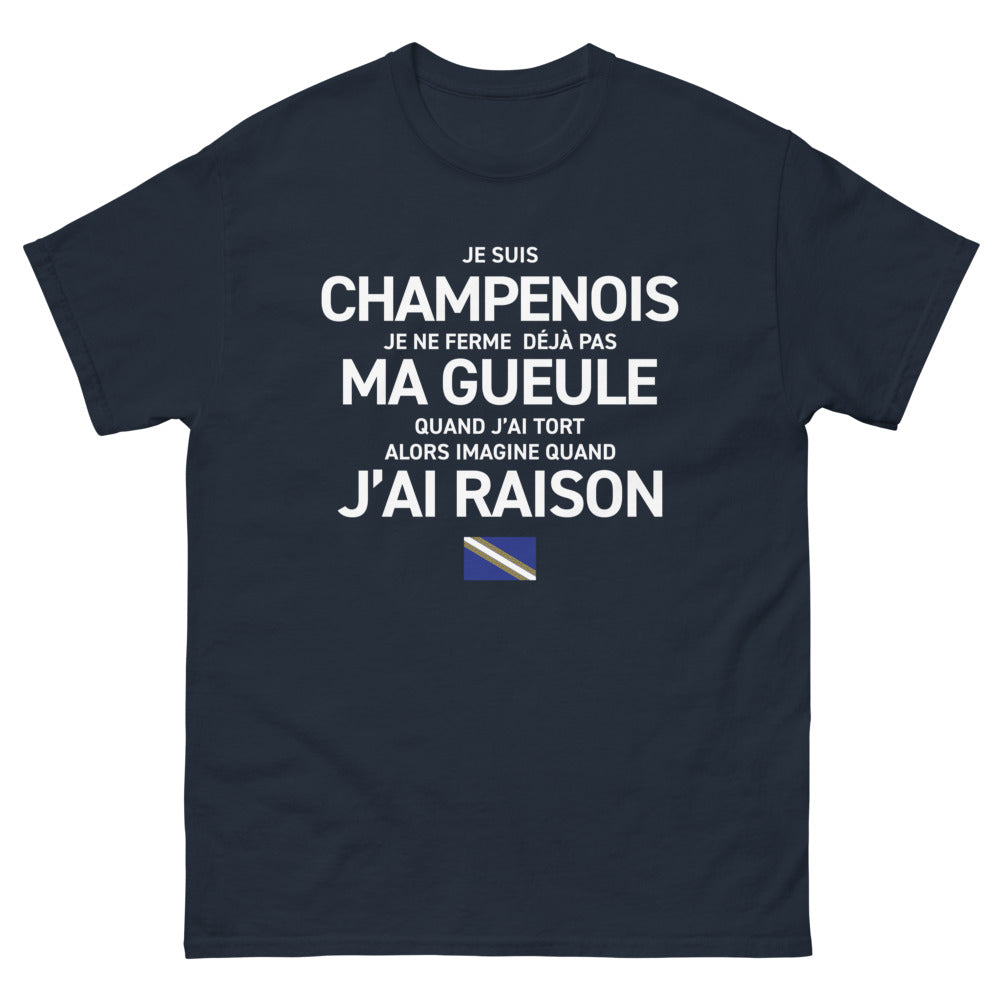 T-shirt Champagne marine - Je suis Champenois, je ne ferme pas ma gueule
