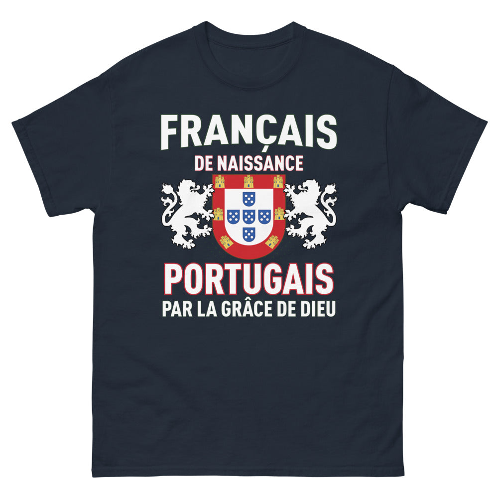 T-shirt Français marine - Français de naissance, Portugais par grâce