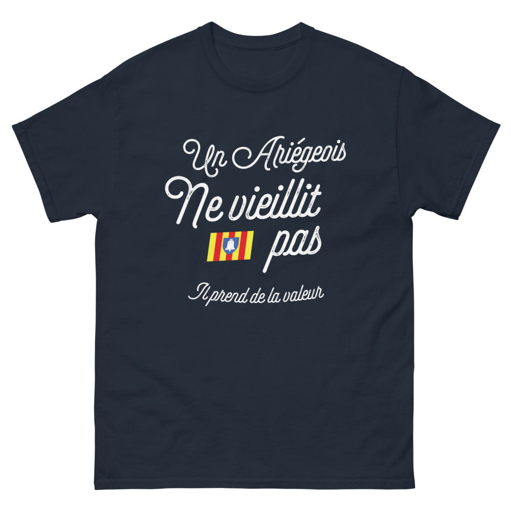 T-shirt Ariège marine - Un Ariegeois ne vieillit pas