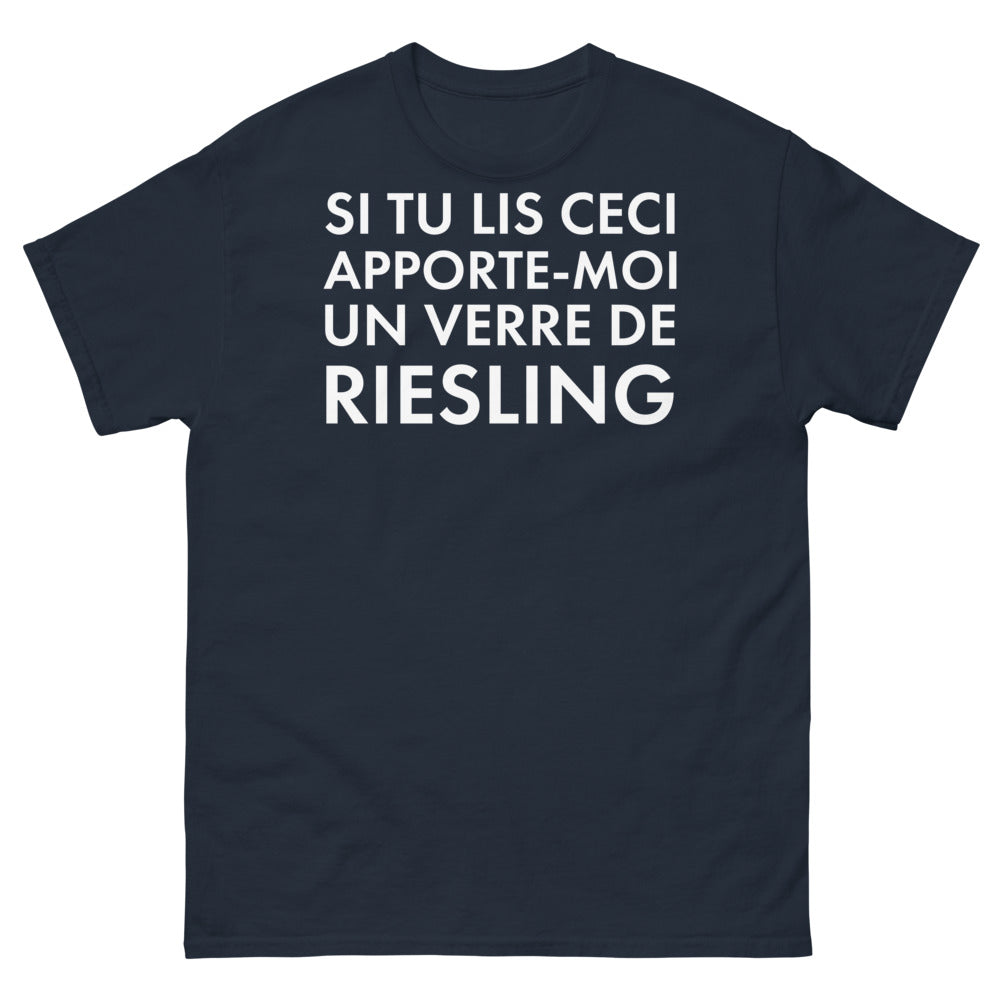 T-shirt Alsace marine - Si tu lis ceci, apporte-moi un verre de Riesling