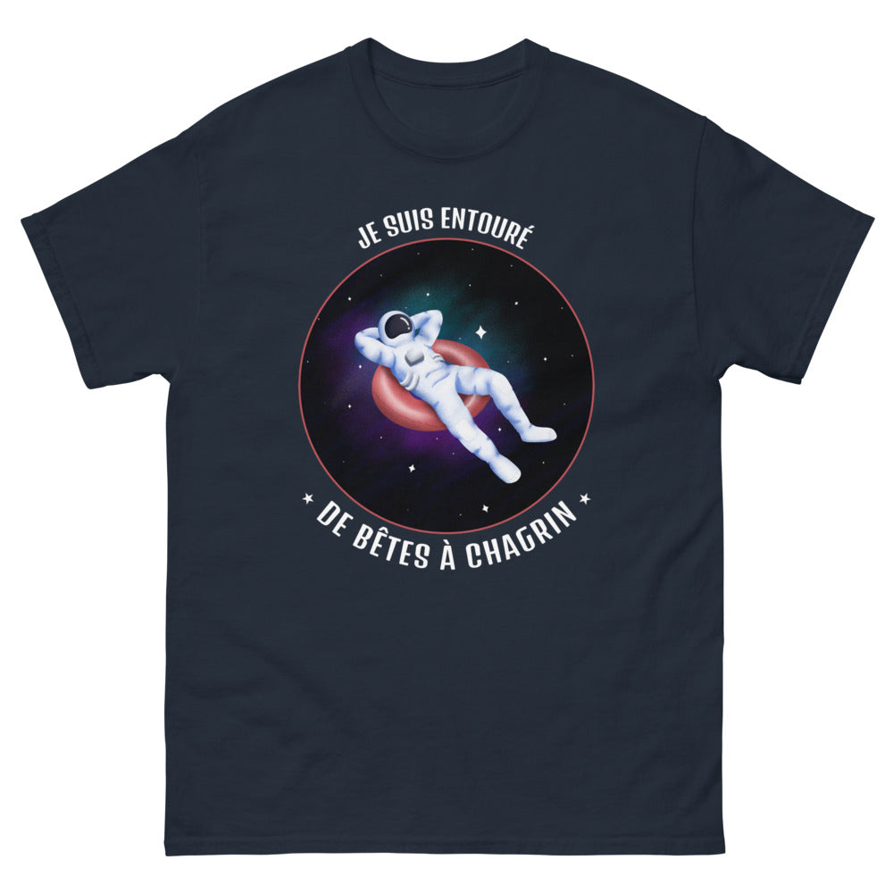 T-shirt Français noir dos - Je suis entouré de bêtes à chagrin