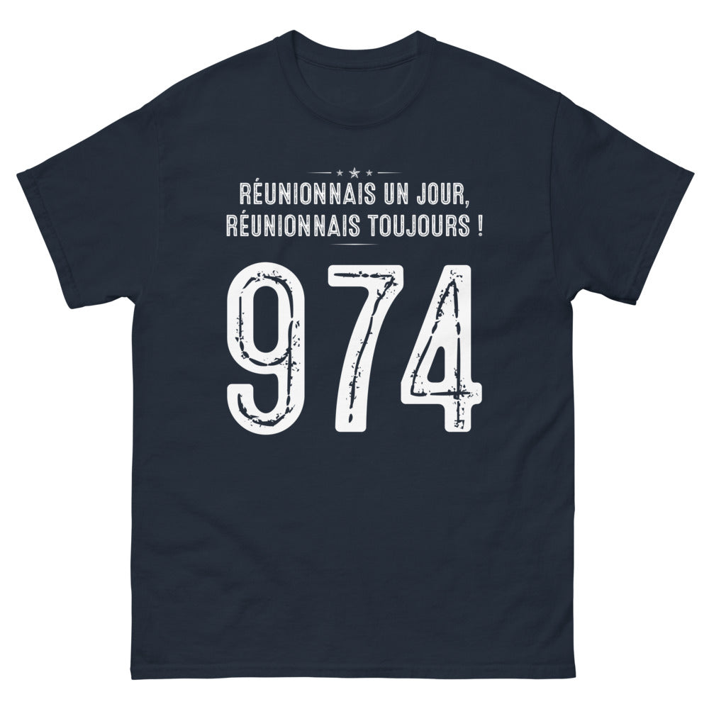 T-shirt Réunion marine - Réunionnais un Jour, Réunionnais Toujours