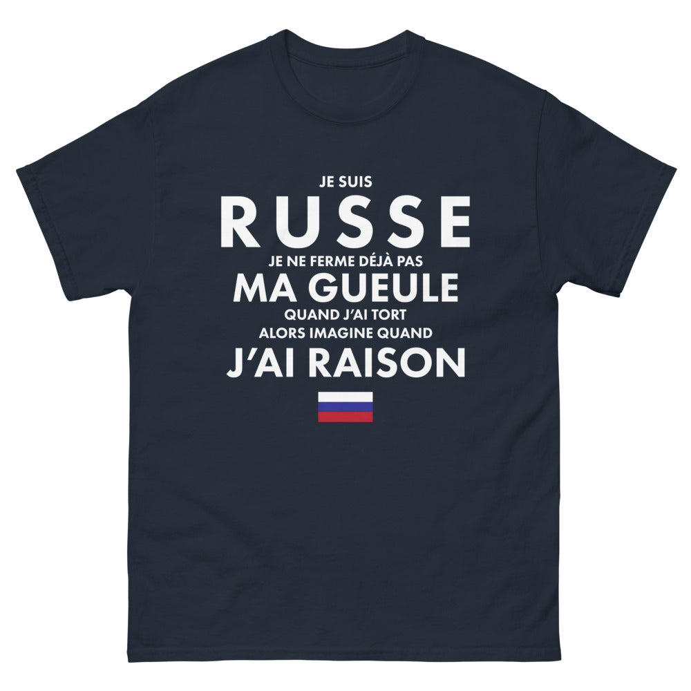 T-shirt Russie marine - Je suis Russe, je ne ferme pas ma gueule