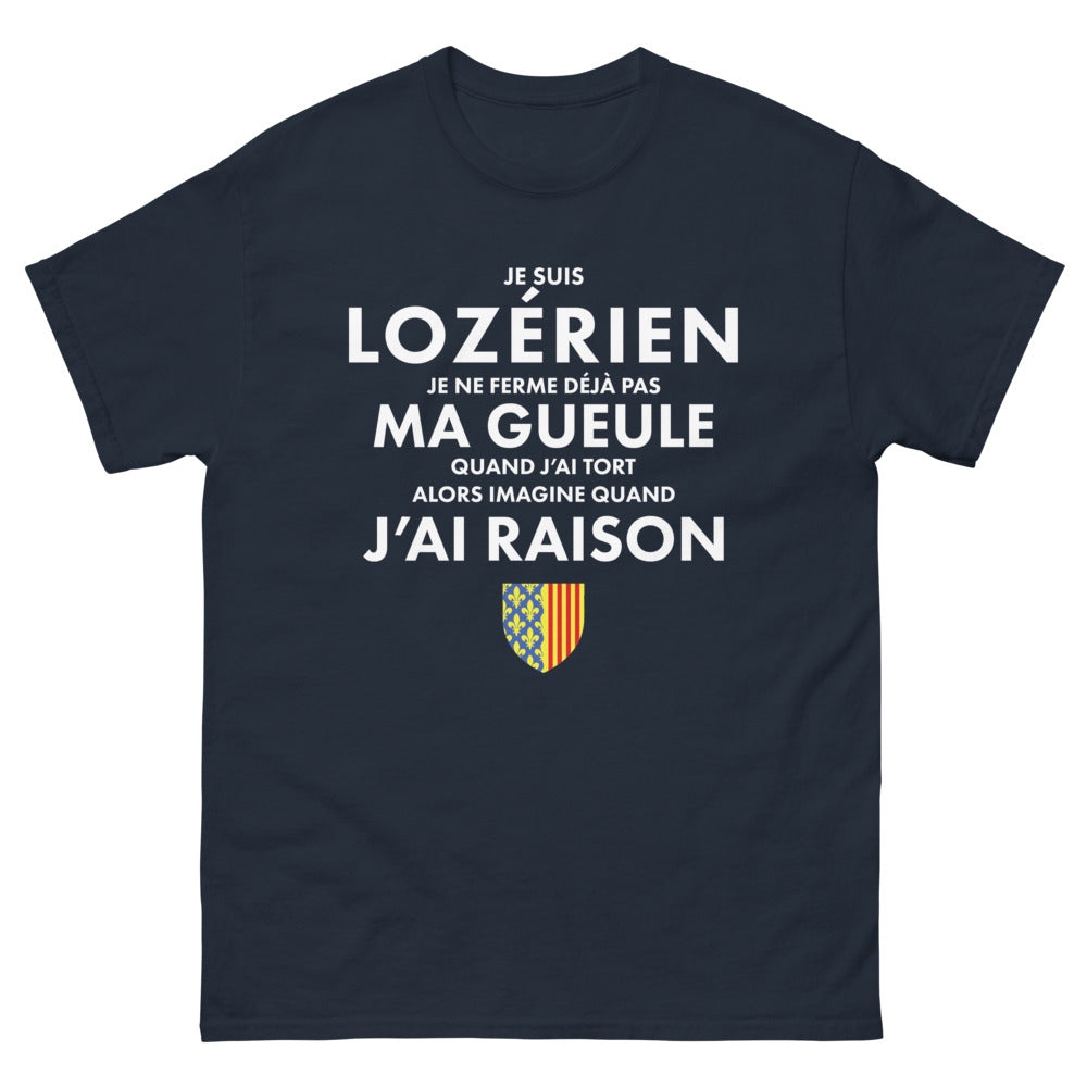 T-shirt Lozère marine - Fier d'être Lozérien avec humour