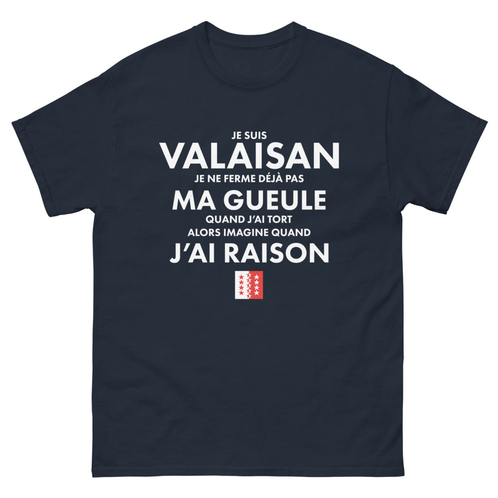 T-shirt Valaisan marine - Je suis valaisan, je ne ferme pas ma gueule