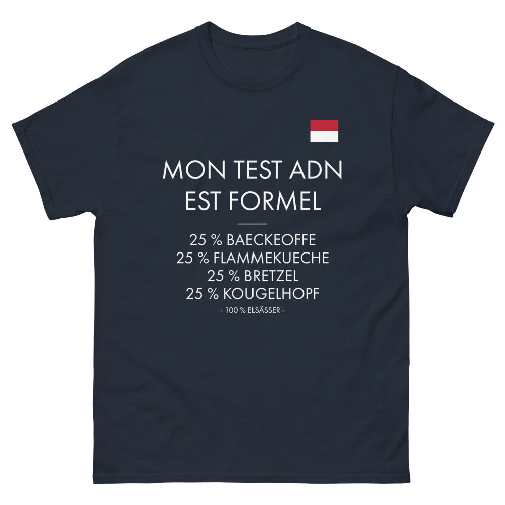 T-shirt Alsace marine - Mon Test ADN est formel : 100% Elsasser