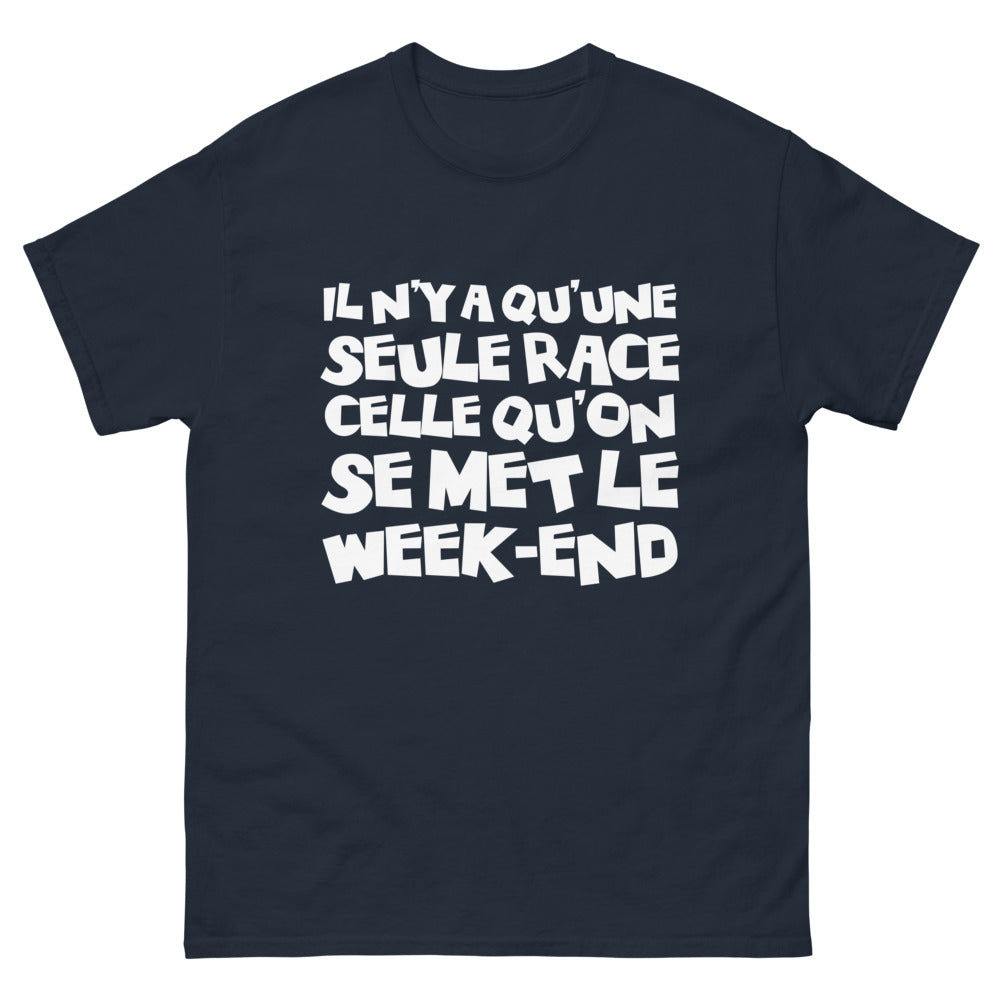 T-shirt Toulousain marine - Il n'y a qu'une seule race, celle qu'on se met le week-end