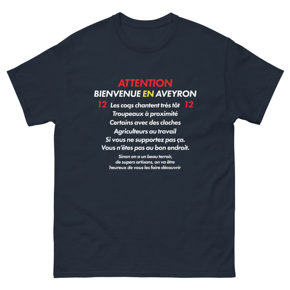 T-shirt Aveyron marine - Bienvenue en Aveyron, coqs chantent