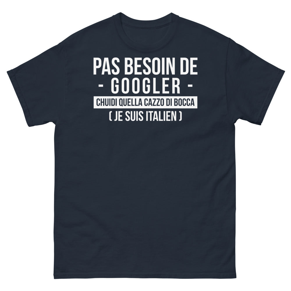 T-shirt Italie marine - Pas besoin de googler, je suis italien