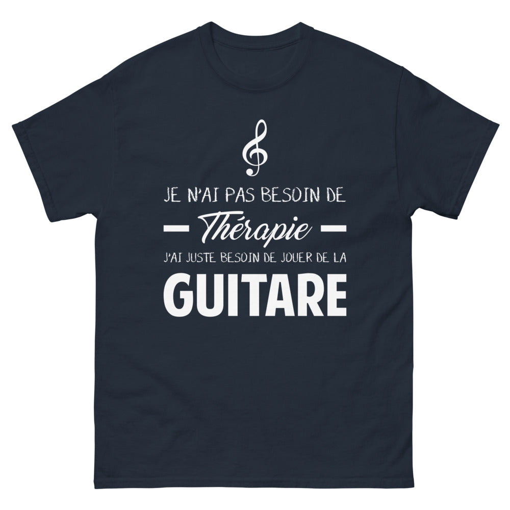 T-shirt Guitariste marine - Thérapie non requise, juste de la musique