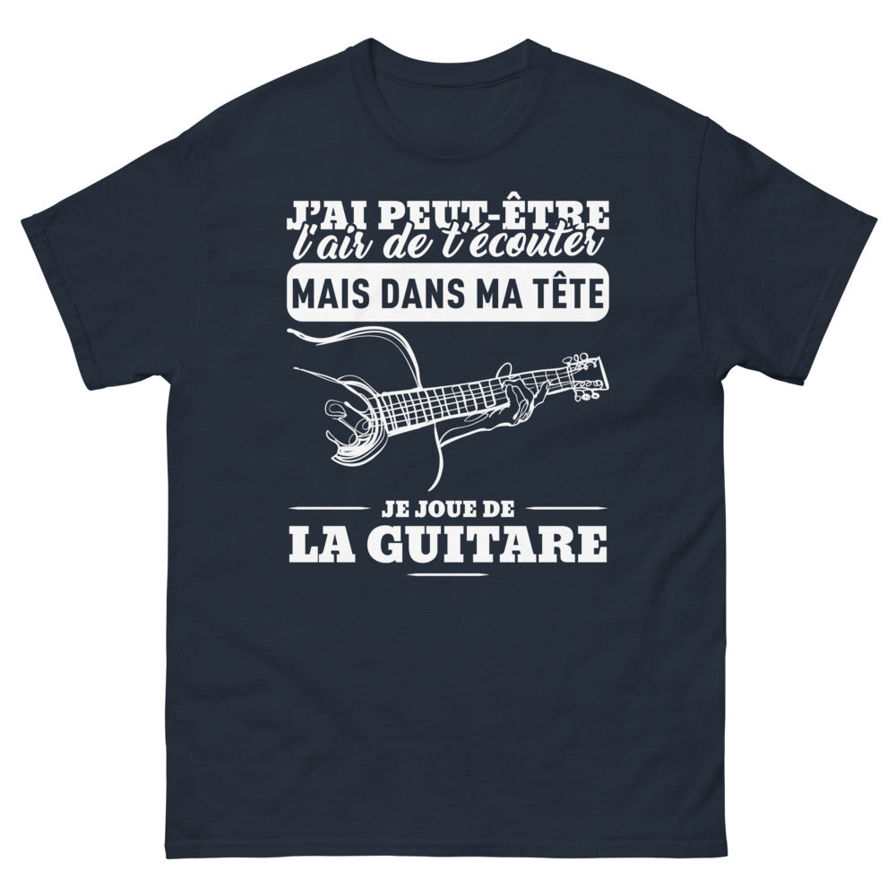 T-shirt Musicien noir dos - J'ai peut-être l'air de t'écouter
