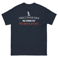 Thumbnail for T-shirt Normandie marine - Priez pour moi, ma femme est normande